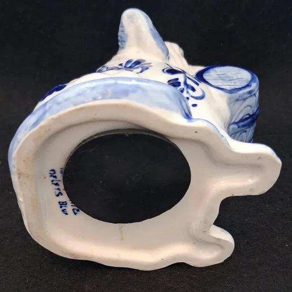 Vintage Delft Blue Ceramic Dog Coin Bank – Hand Painted Blue & White Collectible - Picture 9 of 12